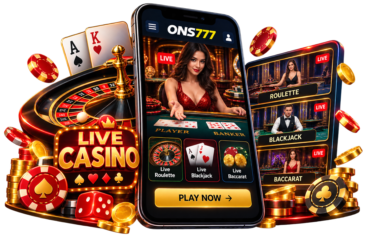 ONS777 Live Casino – Roulette, Blackjack and Baccarat